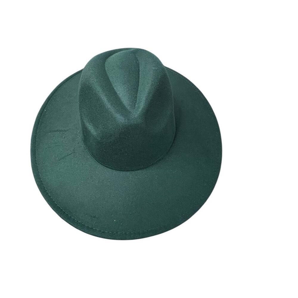 Unisex Wide Brim Emerald Green Red Bottom Felt Fedora
